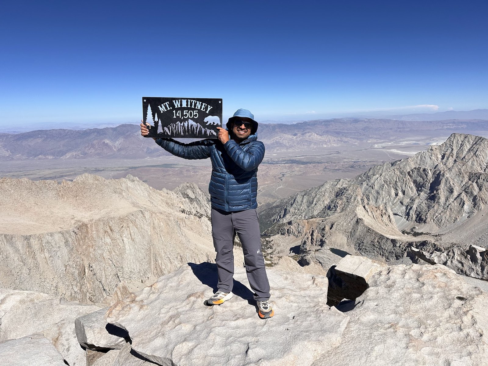 Amit Thakur at the summit of Mount Whitney